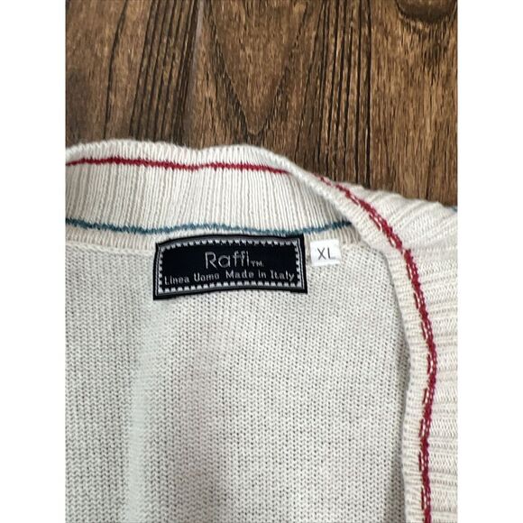 VINTAGE RAFFI LINEA UOMO EMBROIDERED COLORFUL GRANDPA CARDIGAN POCKET SWEATER XL - Picture 13 of 15